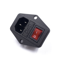 Hot Sales JEC  3 in 1  Male AC Power  Red Switch And Insurance Socket 10A 250V